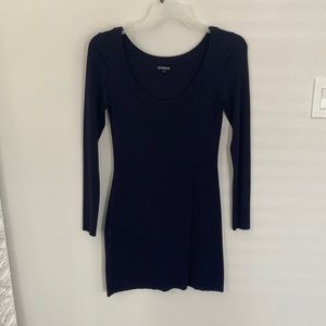 Long sleeve sweater dress. Color is eggplant purple. Express size S